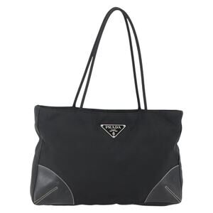 PRADA Tote Bag Nylon Black Silver